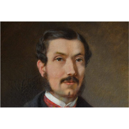 Antique oil painting of Franz Sterrer depicting a portrait of a distinguished gentleman for sale at Winckelmann Gallery.