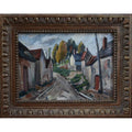 M. Davic 1930s French village street scene Post-Impressionist oil
