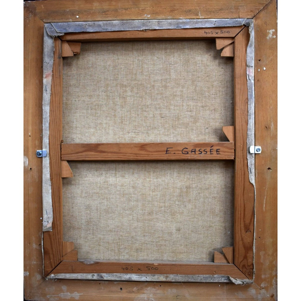 Verso back of Gassée painting showing canvas and stretcher Belgium
