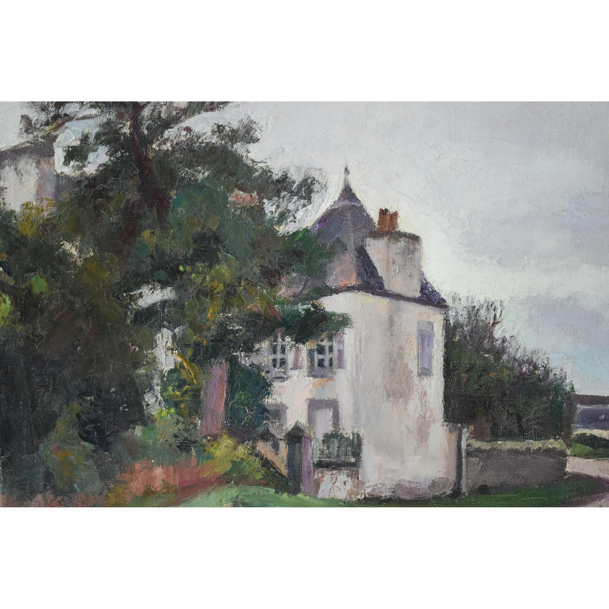 Post-impresionist landscape painting by Georges Pacouil depicting a country house in Brittany for sale at Winckelmann Gallery