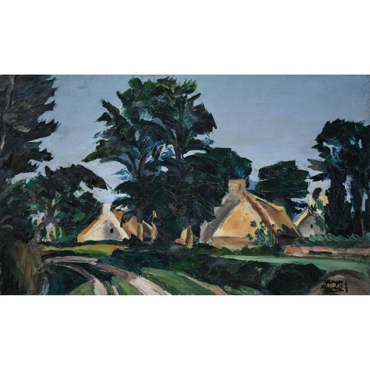 Georges Pacouil 1926 Brignogan village landscape Brittany unframed
