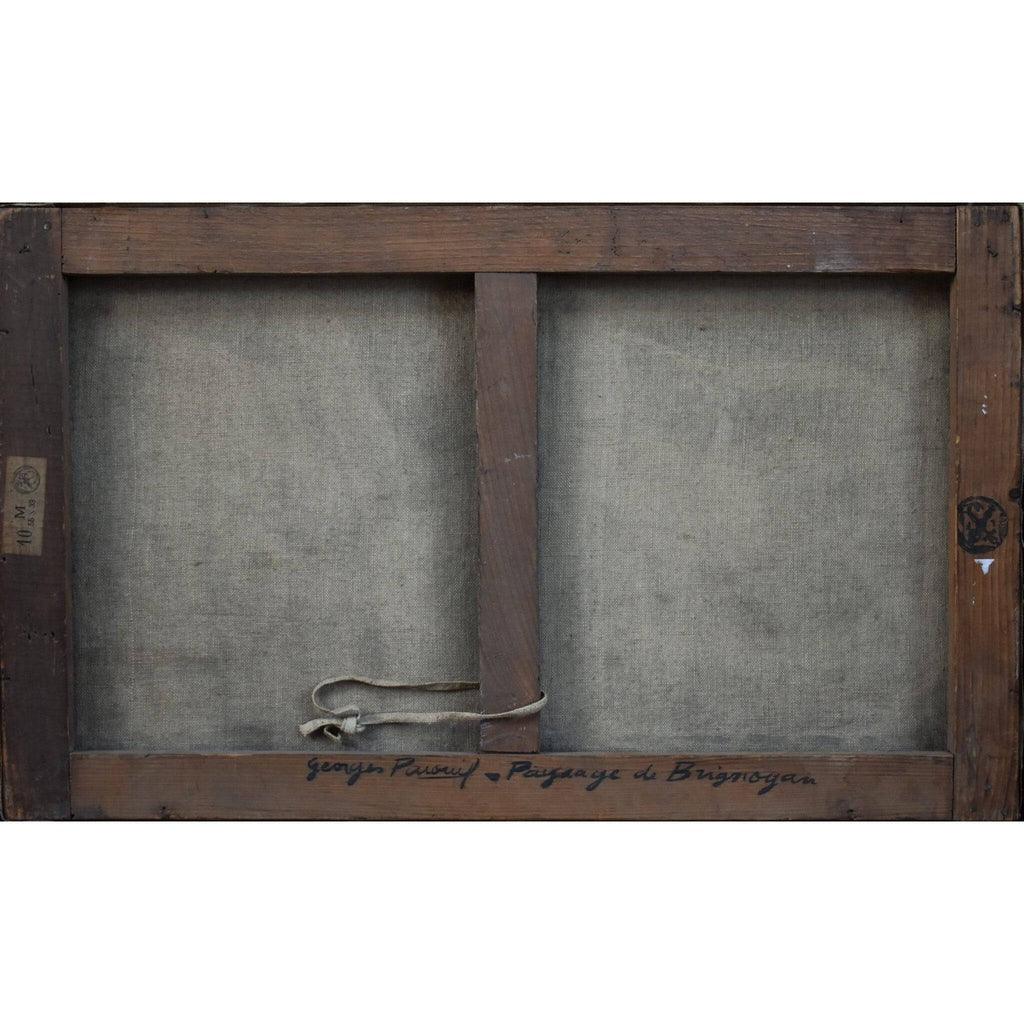 Verso back of Pacouil painting showing title Brignogan France
