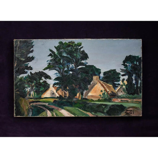 Georges Pacouil oil painting depicting a village landscape Winckelmann Gallery