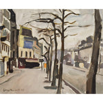 Georges Pacouil oil painting depicting a Paris Sstreet in winter  Winckelmann Gallery