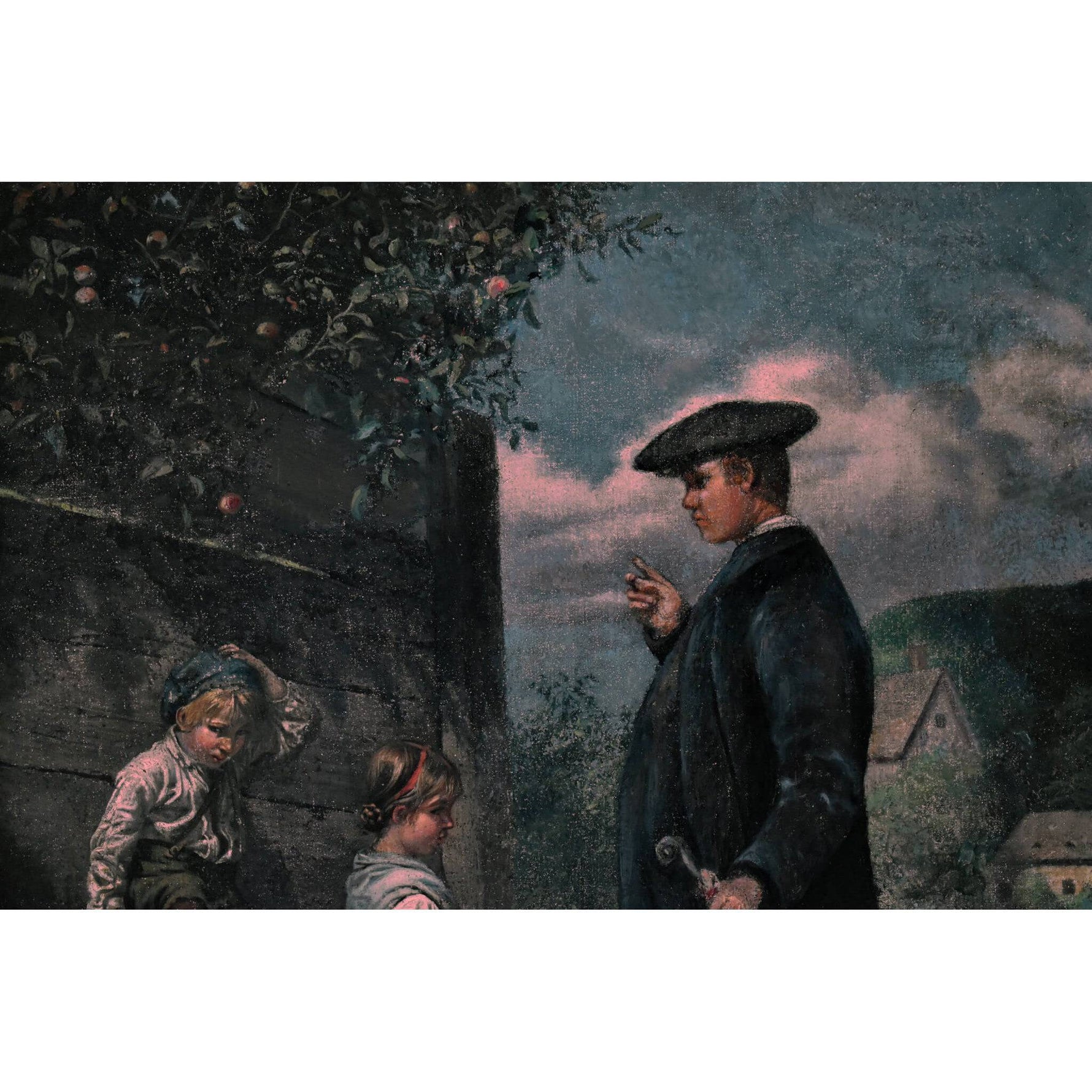 Gerta Schlauch oil painting scene priest scolding children Winckelmann Gallery