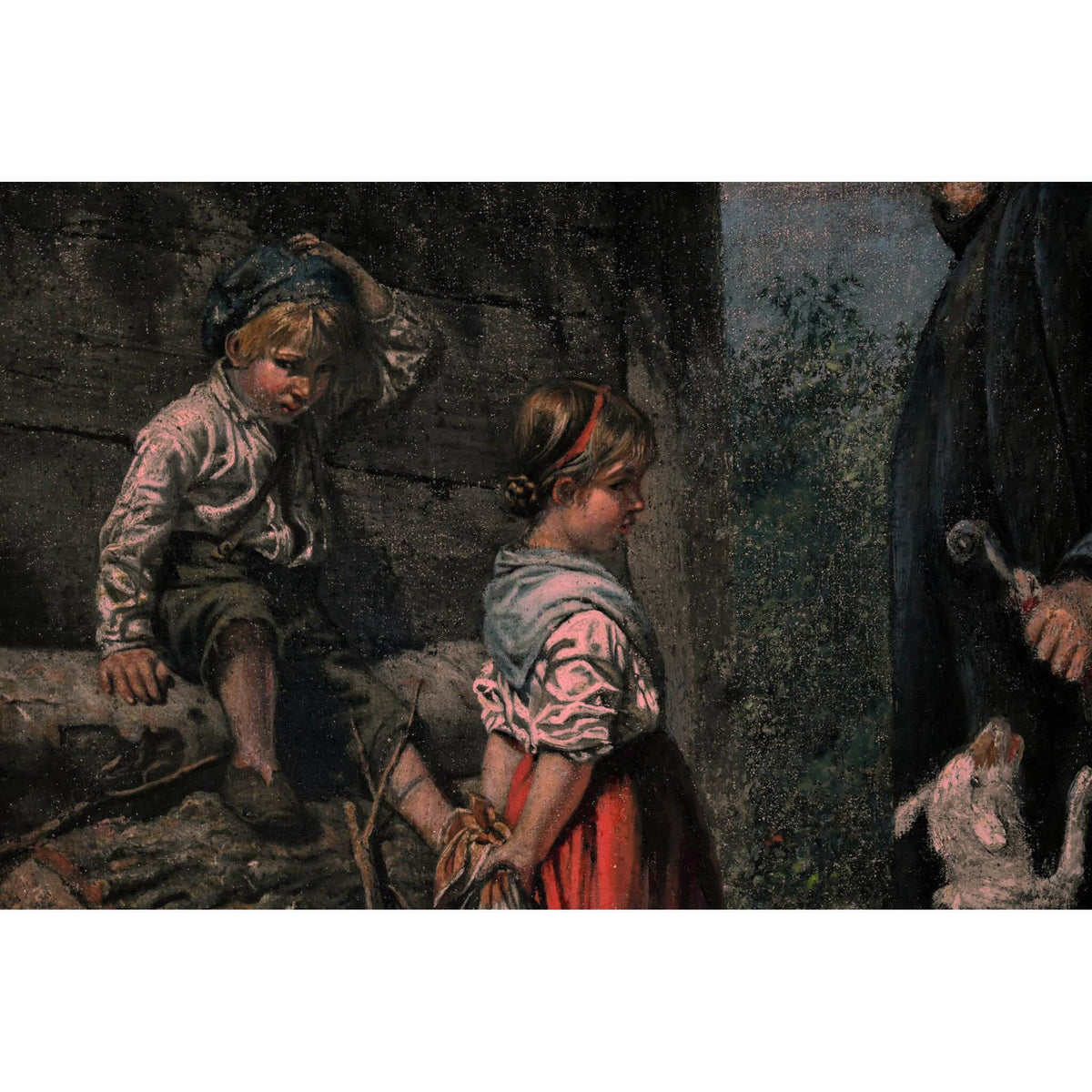 Gerta Schlauch oil painting scene priest scolding children Winckelmann Gallery