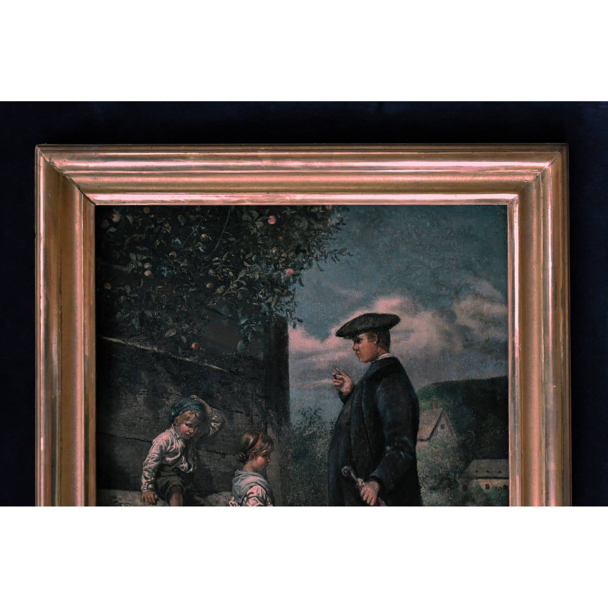 Gerta Schlauch oil painting scene priest scolding children Winckelmann Gallery