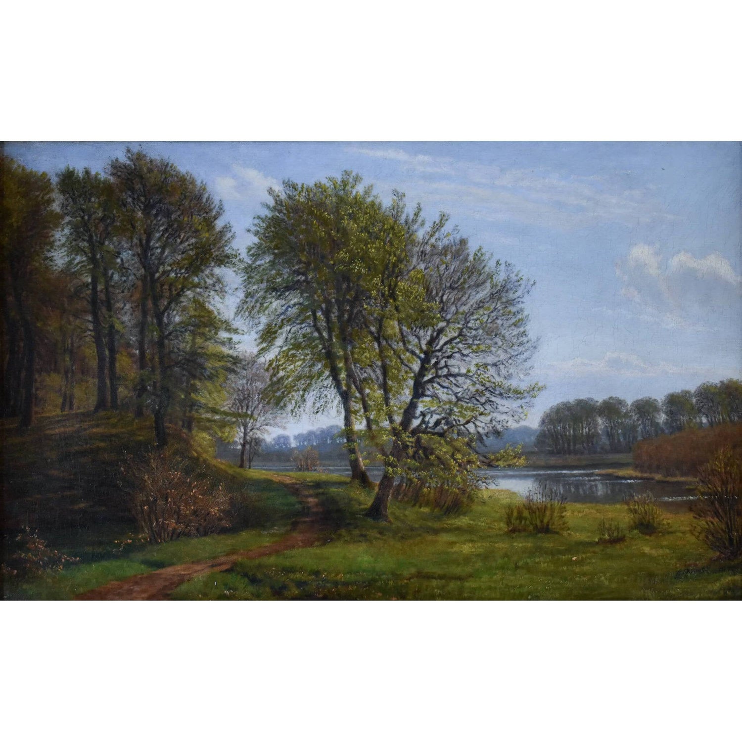 Godtfred Rump oil painting depicting a river landscape Winckelmann Gallery