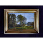 Late 19th century oil painting by Danish artist Godtfred Rump depicting a river landscape for sale at Winckelmann Gallery