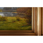 Late 19th century oil painting by Danish artist Godtfred Rump depicting a river landscape for sale at Winckelmann Gallery