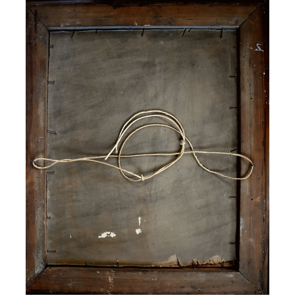 Verso back of Ilda von Ernst-Lange 1932 painting showing frame
