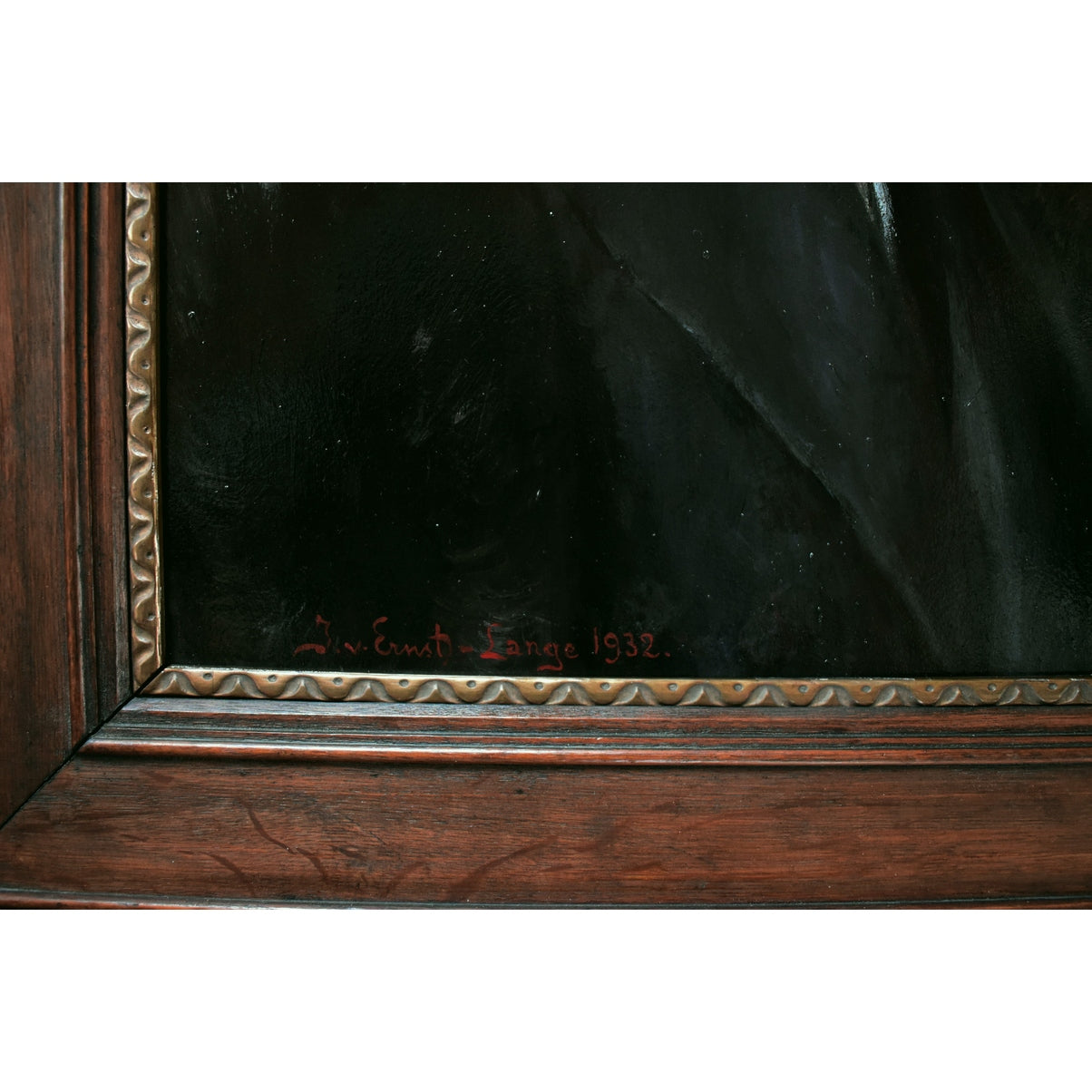 Artist signature detail Ilda von Ernst-Lange 1932 oil on hardboard
