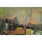 Post-impressionist oil painting coastal landscape at dawn with sailboats by Jacques Sokol for sale at Winckelmann Gallery