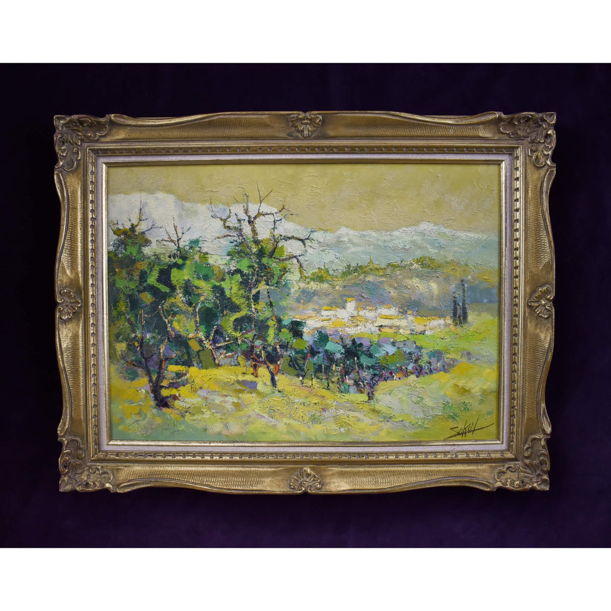 Mid century post-impressionist oil painting landscape of Haute Provence by Jacques Sokol for sale at Winckelmann Gallery