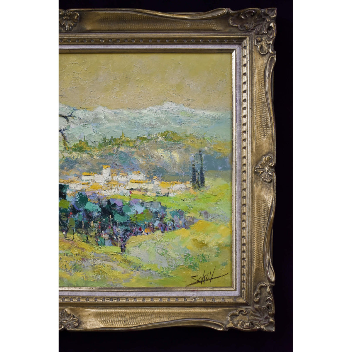 Mid century post-impressionist oil painting landscape of Haute Provence by Jacques Sokol for sale at Winckelmann Gallery
