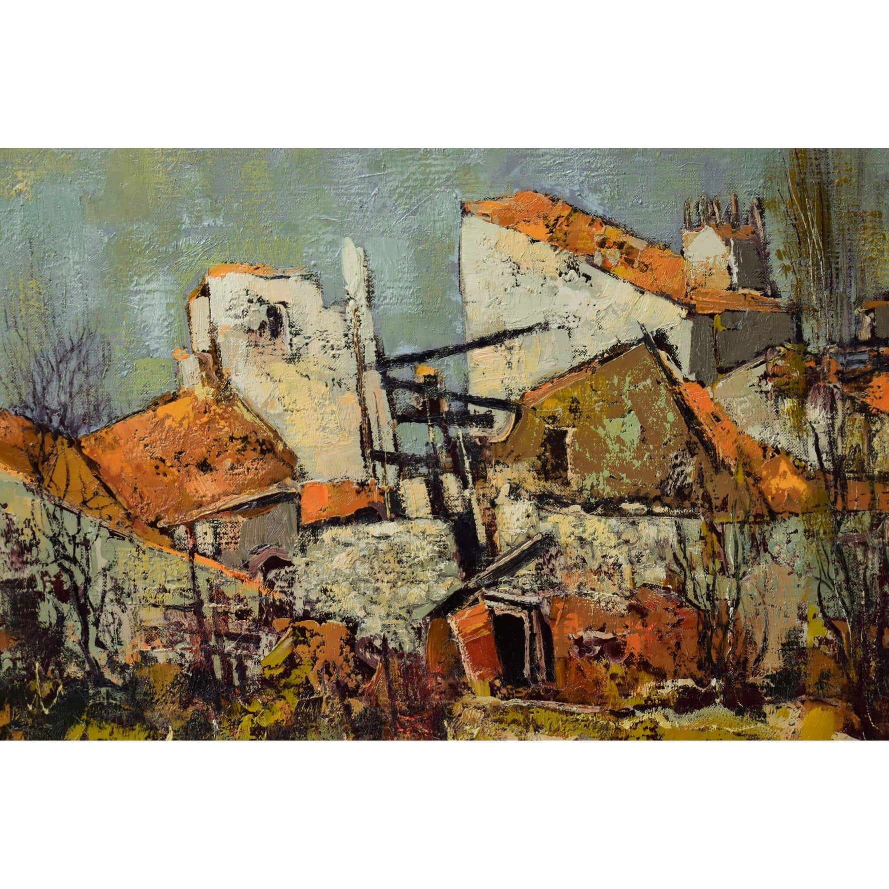 Jacques Sokol oil painting landscape depicting an old French village Winckelmann Gallery