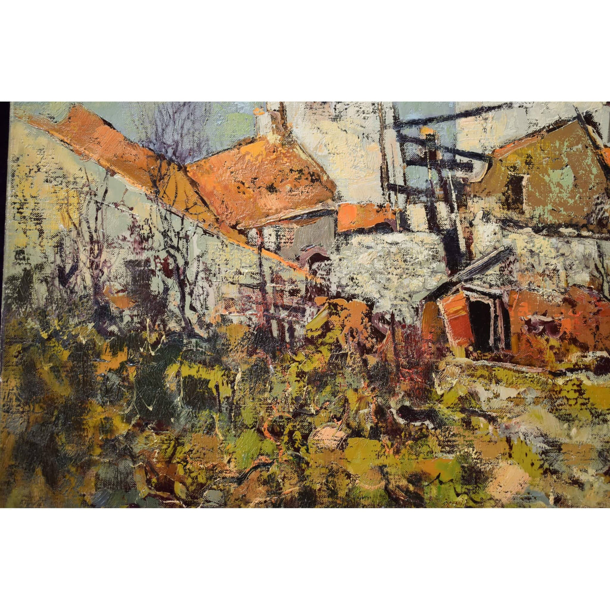 Jacques Sokol oil painting landscape depicting an old French village Winckelmann Gallery