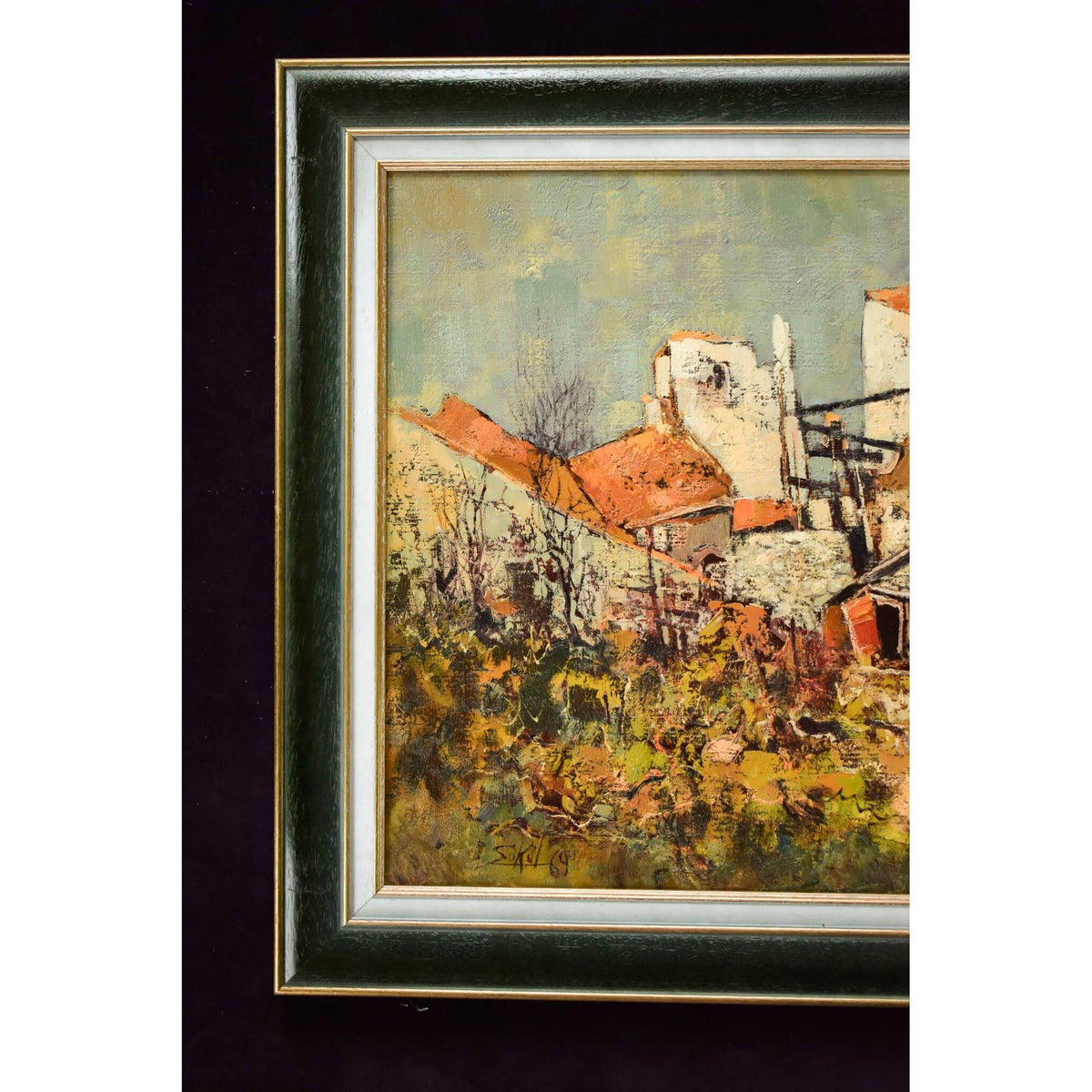 Jacques Sokol oil painting landscape depicting an old French village Winckelmann Gallery