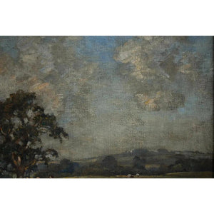 Original oil painting by James Herbert Snell depicting a landscape with cows, circa 1900, for sale at Winckelmann Gallery