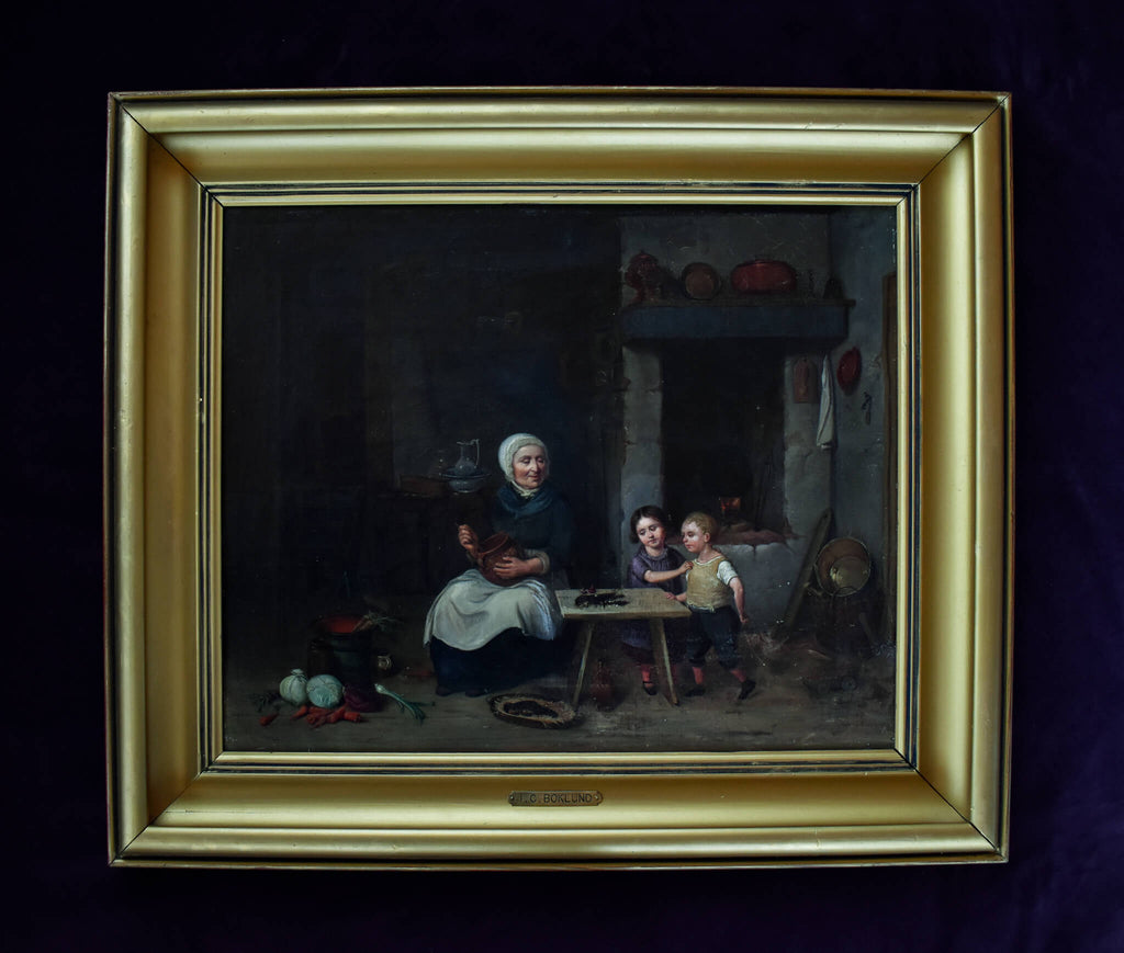 Full omage Johan Boklund kitchen interior grandmother and children