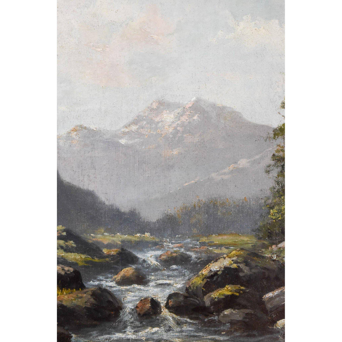 Leberecht Lortet oil painting depicting a mountain landscape Winckelmann Gallery