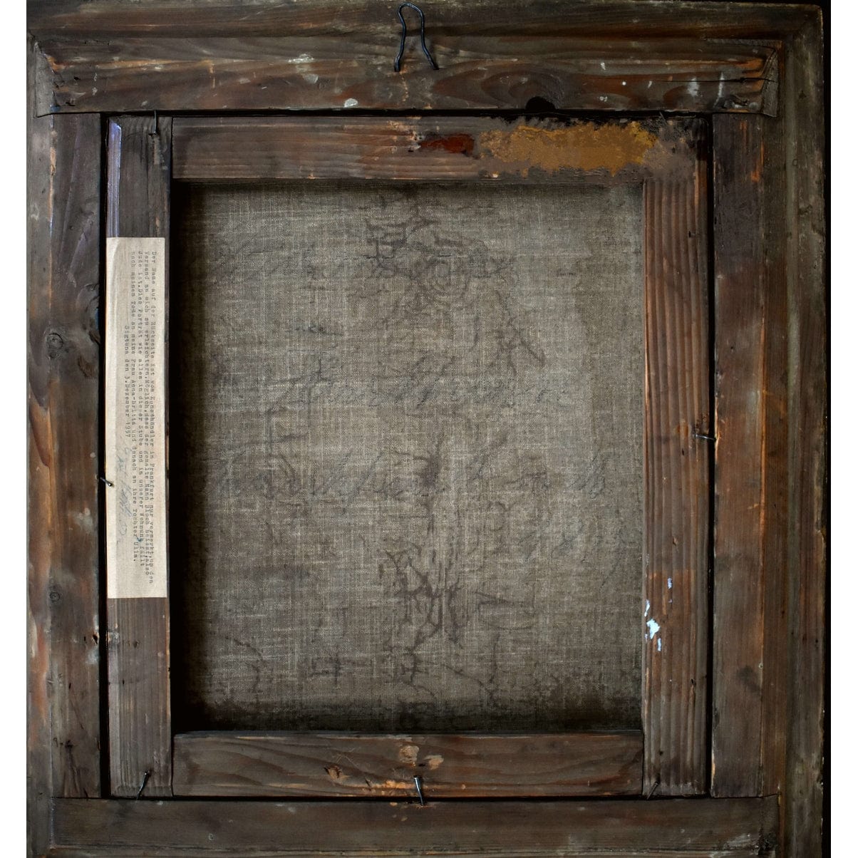 Verso with provenance label Bloch family Lorenz Clasen authentication
