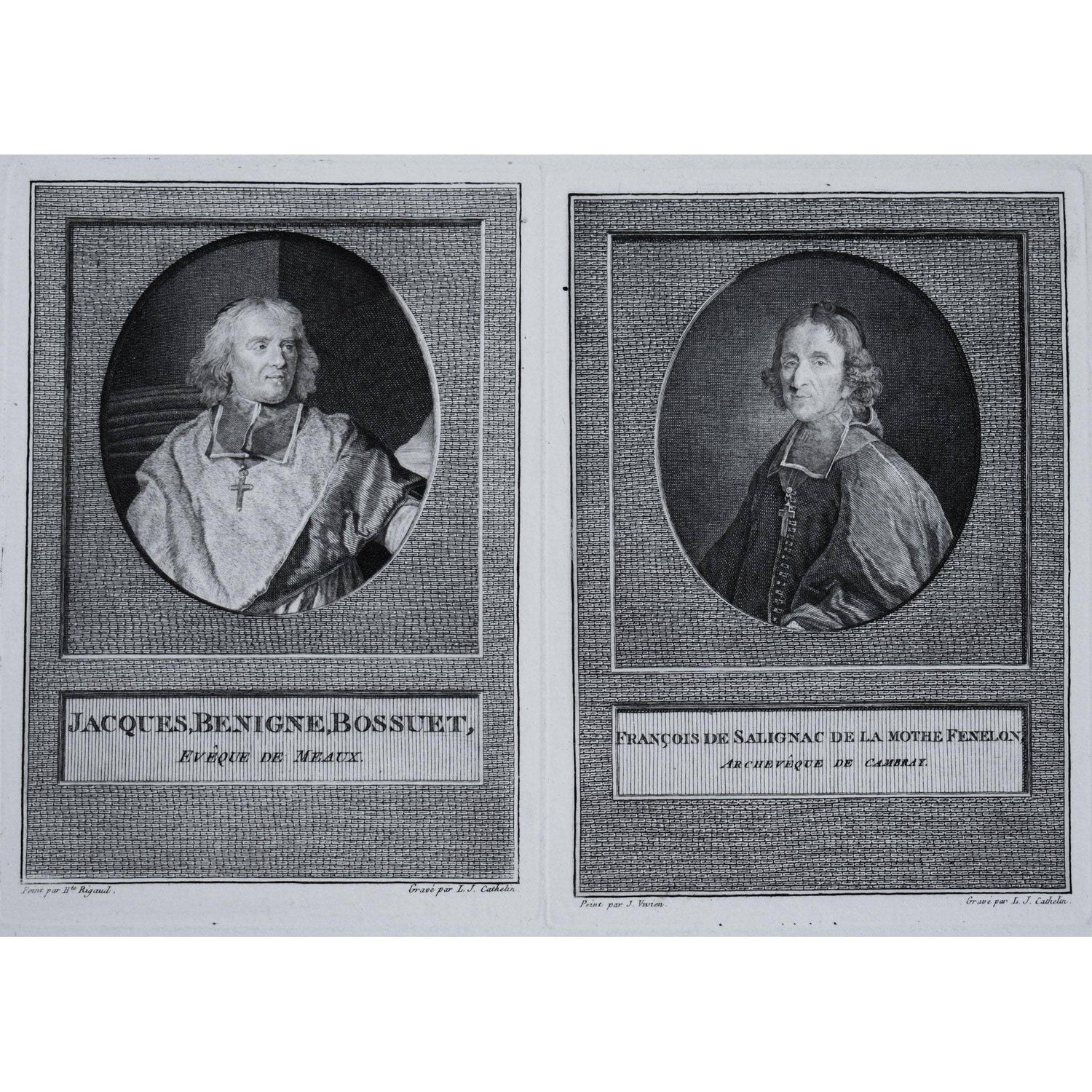 Louis Jacques Cathelin engraving depicting a double portrait of Bossuet and Fénelon Winckelmann Gallery