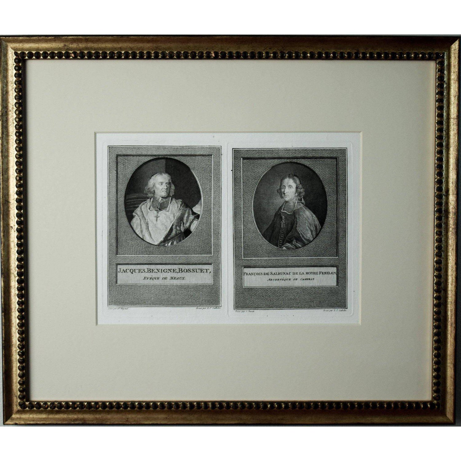 Louis Jacques Cathelin engraving depicting a double portrait of Bossuet and Fénelon Winckelmann Gallery