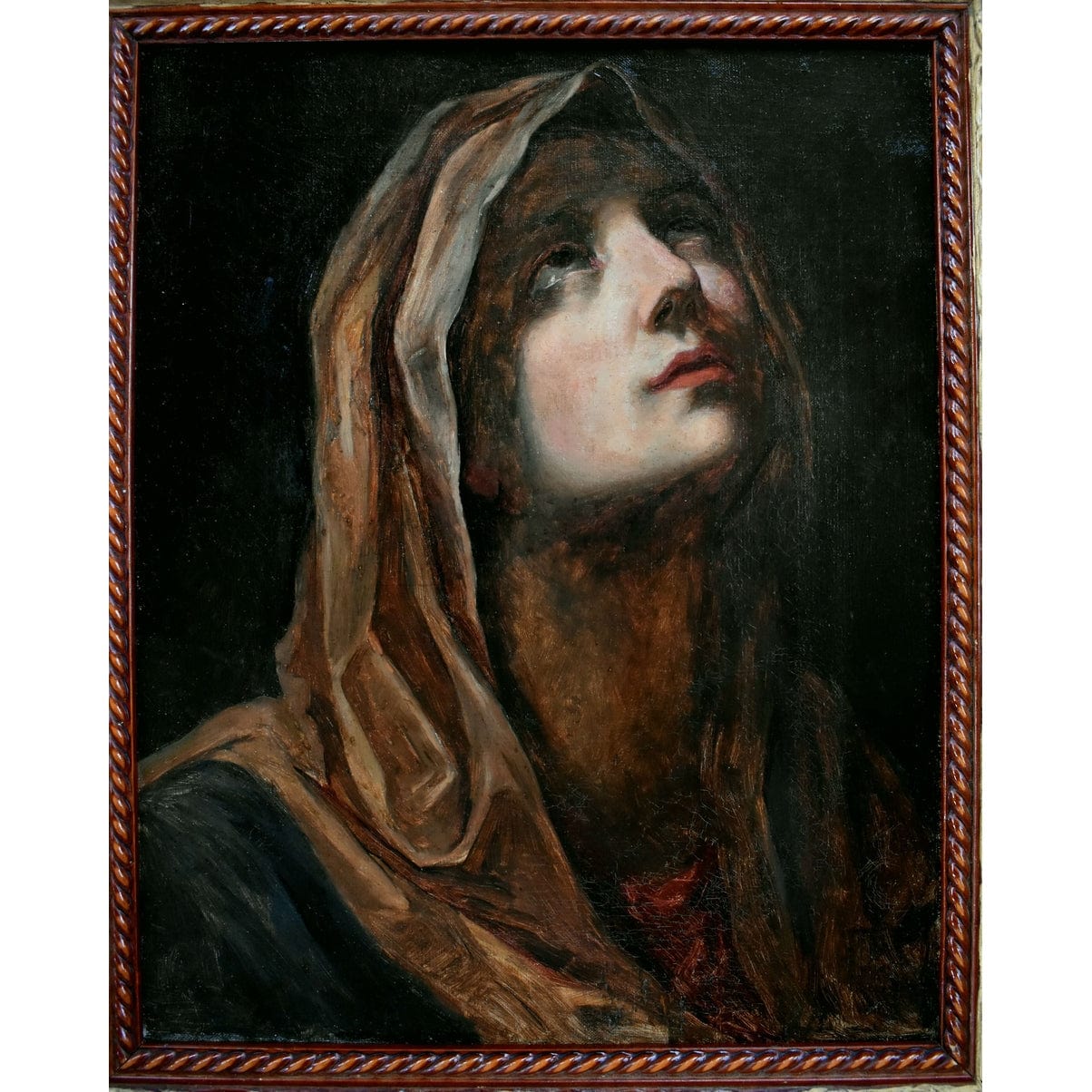 Mater Dolorosa after Guido Reni – 19th-century German School oil painting of Virgin Mary framed in antique gilded wood