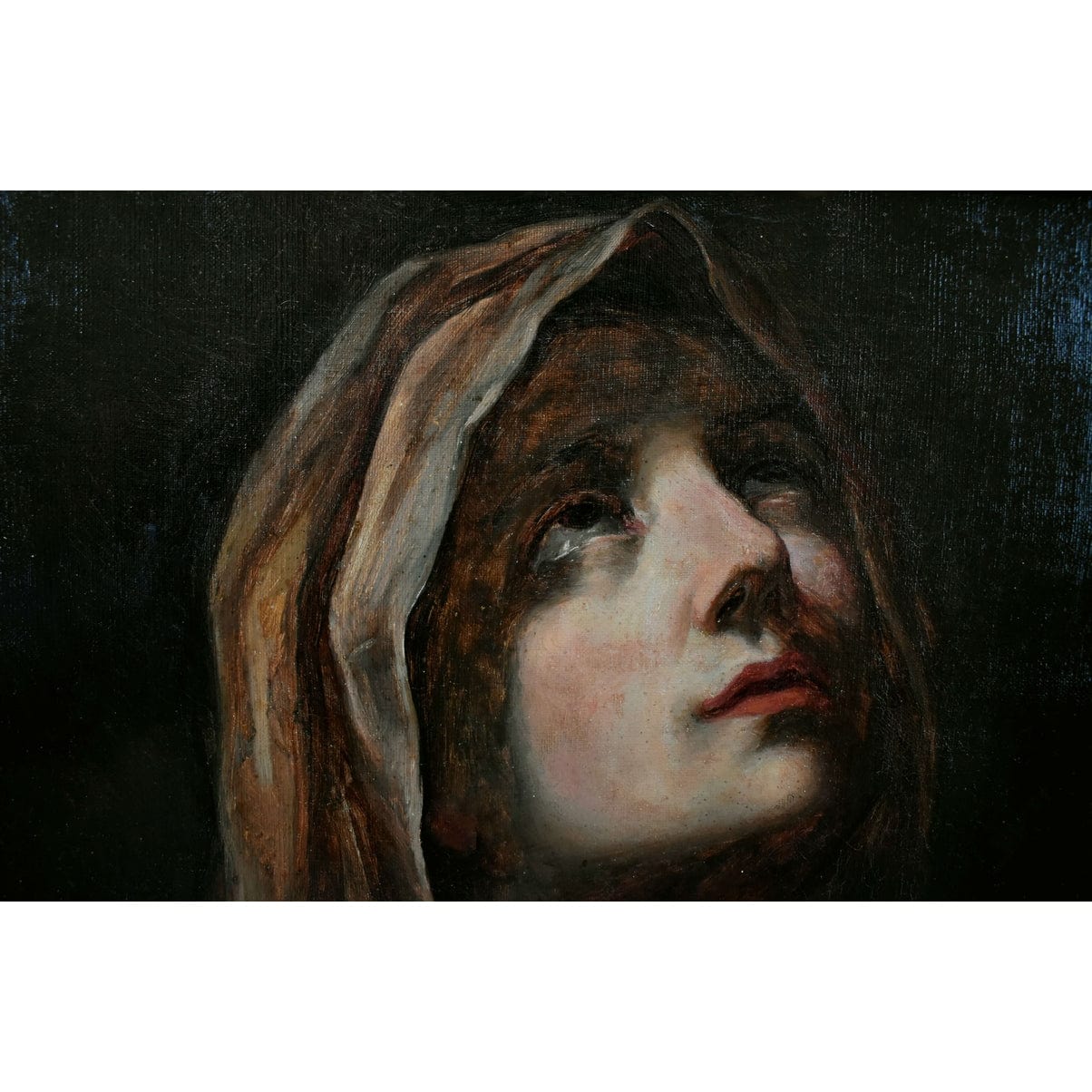 Mater Dolorosa after Guido Reni – 19th-century German School oil painting of Virgin Mary framed in antique gilded wood