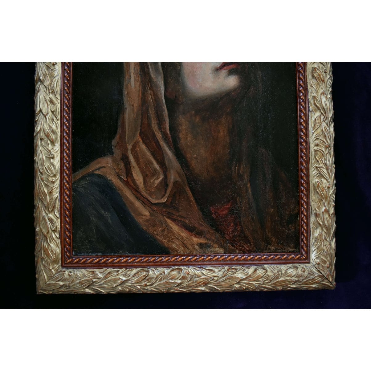 Mater Dolorosa after Guido Reni – 19th-century German School oil painting of Virgin Mary framed in antique gilded wood