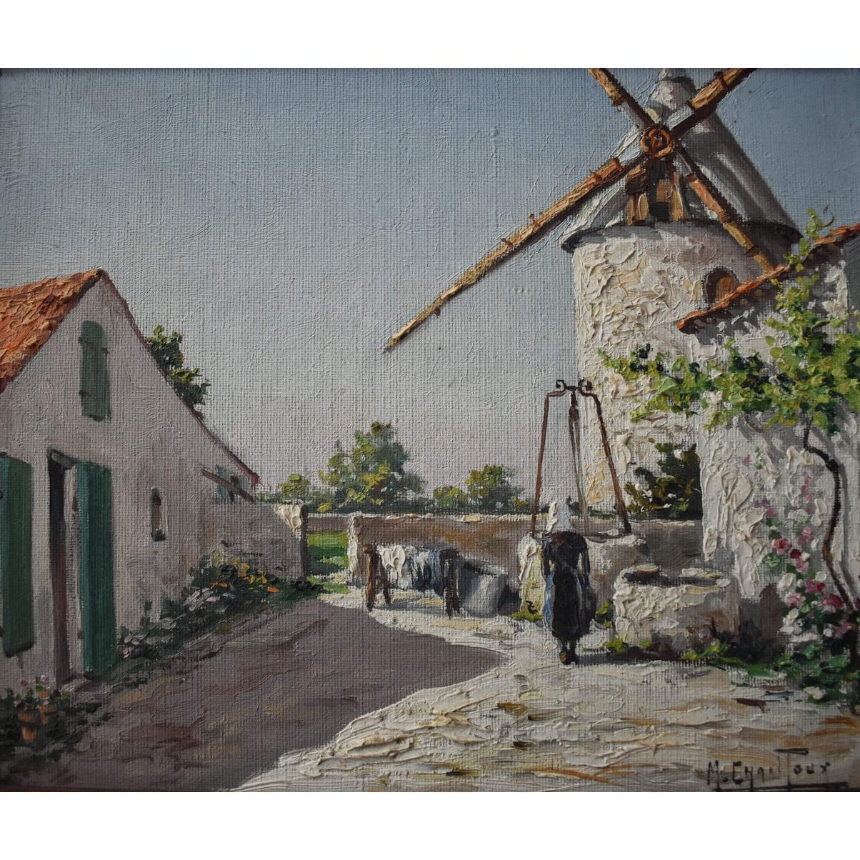 Chailloux French countryside windmill farmhouse red-tiled roof 1940
