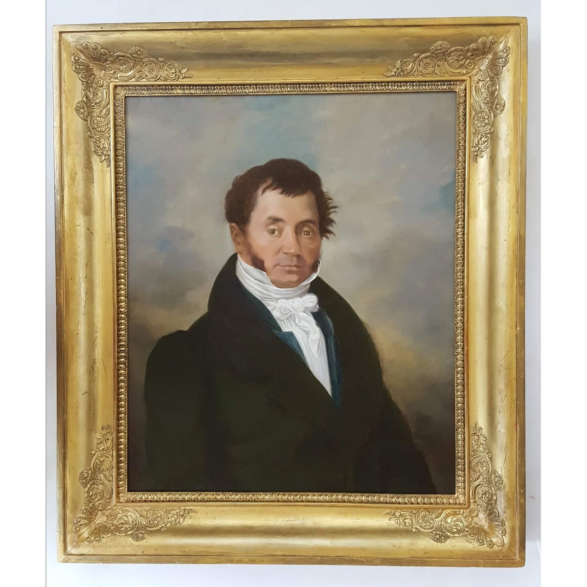 Antique portrait oil painting merchant with an elegant suit 19th century French school for sale at Winckelmann Gallery