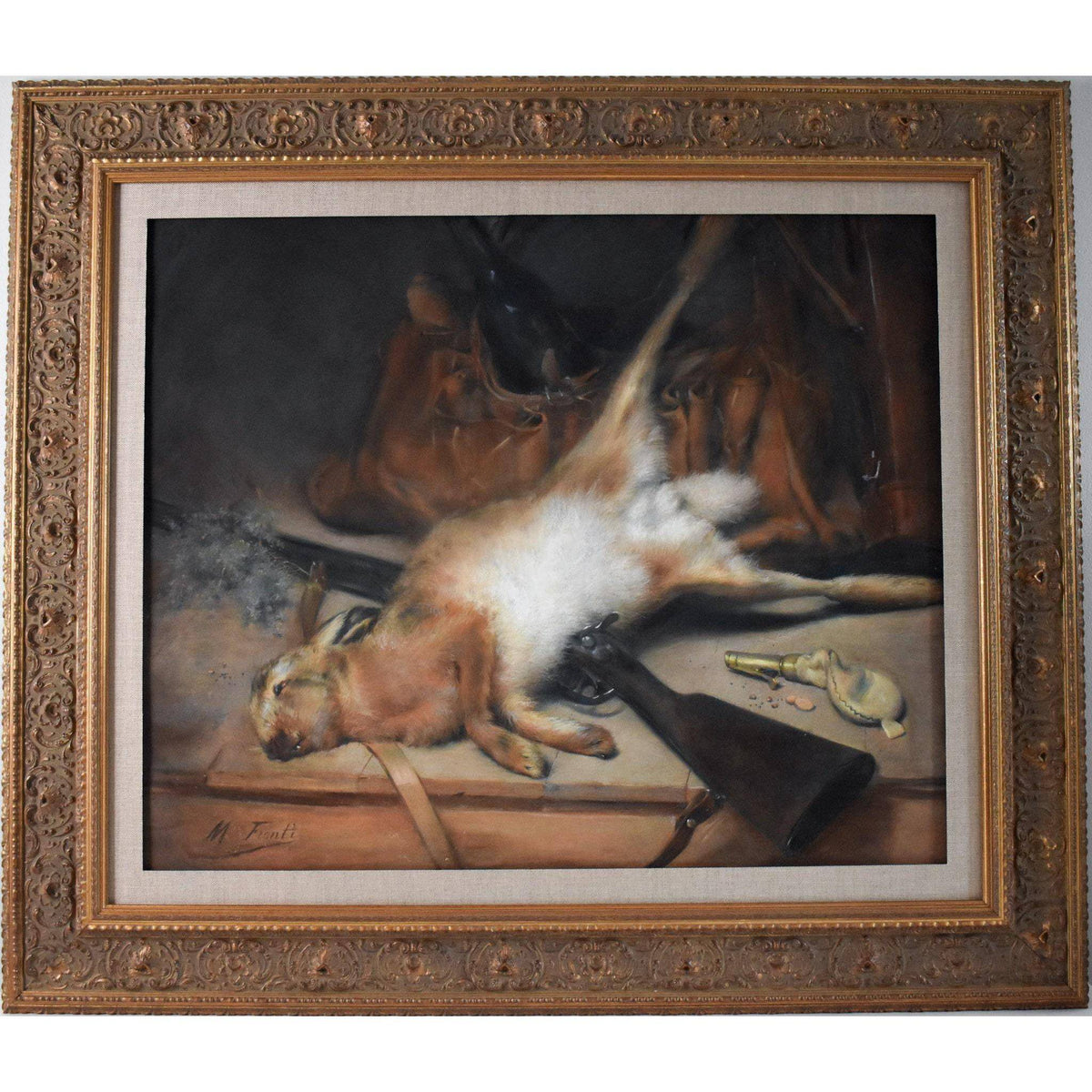 Michel Fronti pastel drawing depicting a still life with a hare Winckelmann Gallery