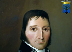 Charles Antoine Paré French portrait 1875. Oil painting of gentleman in First Empire military dress with Napoleonic styling.