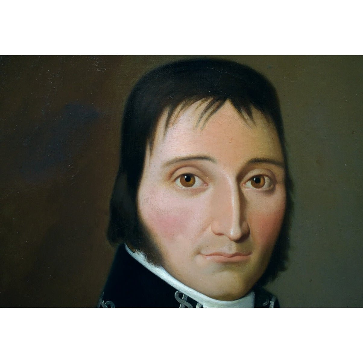 Charles Antoine Paré French portrait 1875. Oil painting of gentleman in First Empire military dress with Napoleonic styling.