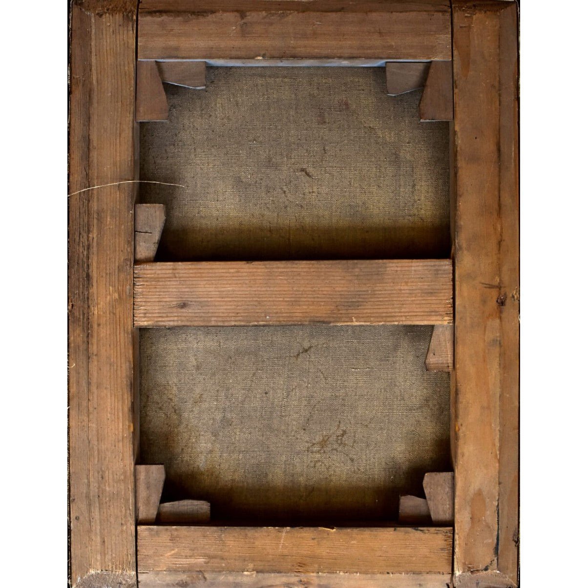 Verso back of Paré painting showing canvas France 1875
