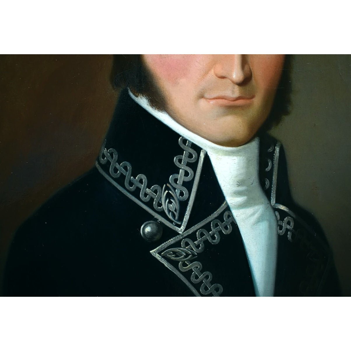 Charles Antoine Paré French portrait 1875. Oil painting of gentleman in First Empire military dress with Napoleonic styling.