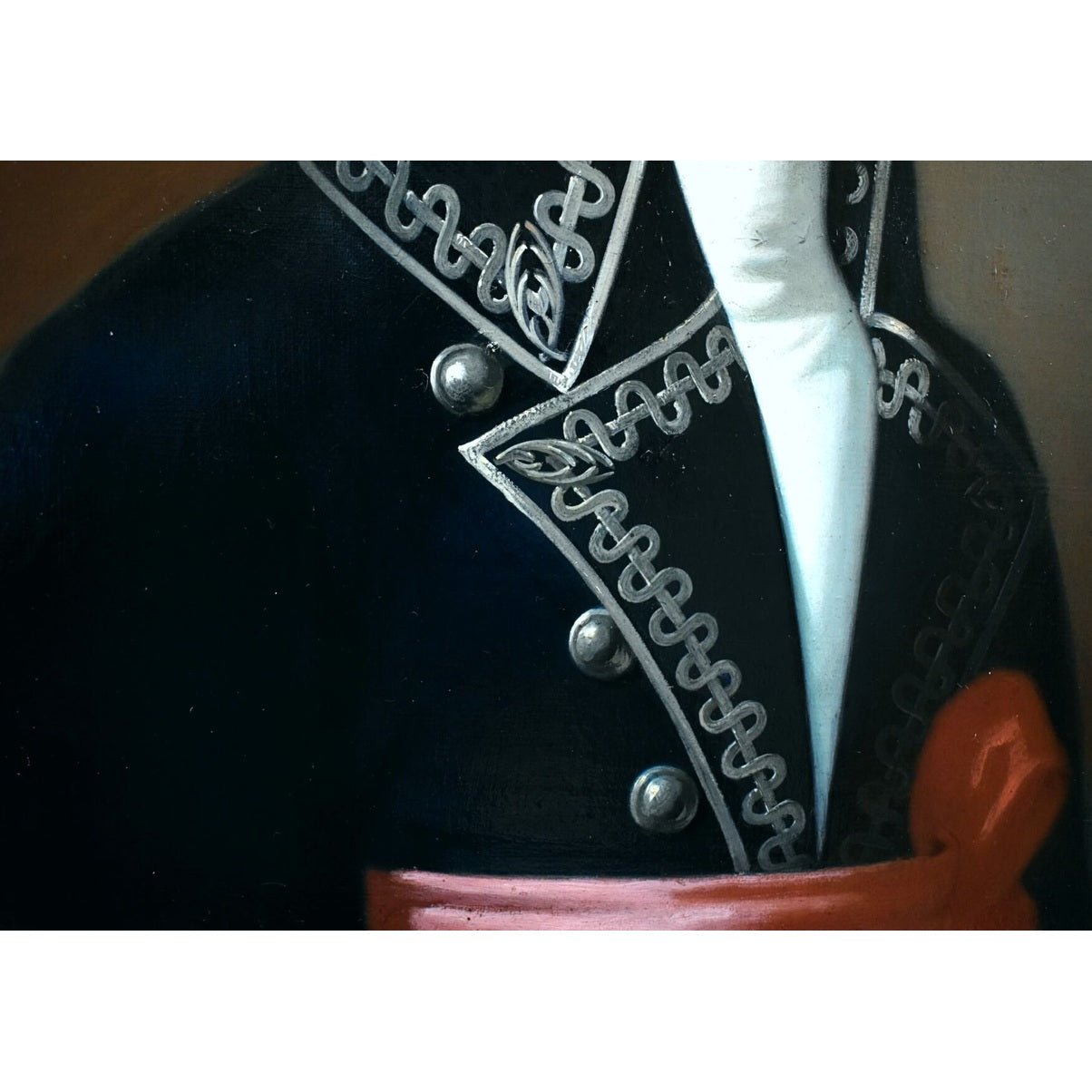 Charles Antoine Paré French portrait 1875. Oil painting of gentleman in First Empire military dress with Napoleonic styling.