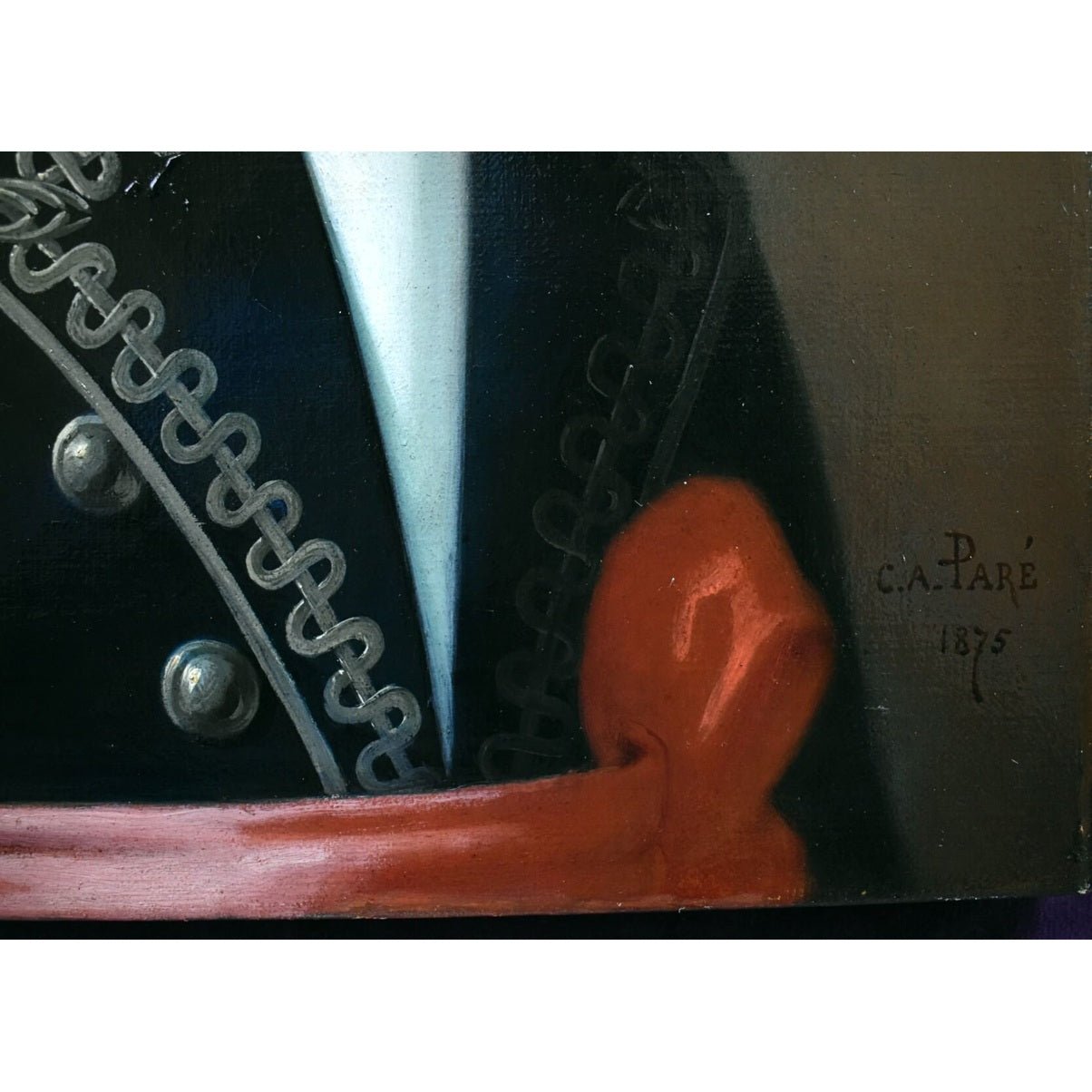 Artist signature and date detail Charles Antoine Paré 1875 lower right 