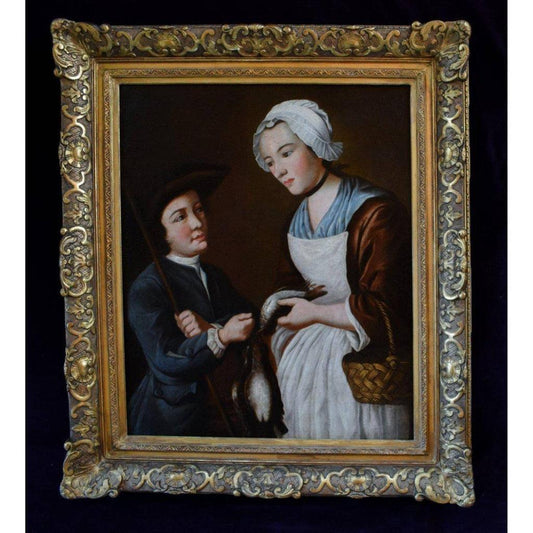 Nicolas Gresly hunter with game birds and dog French genre scene 1750