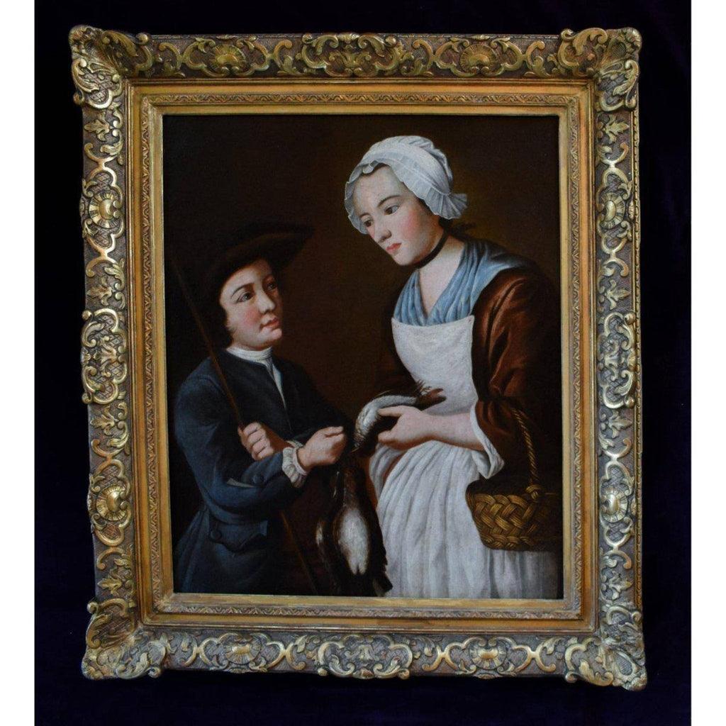 Nicolas Gresly hunter with game birds and dog French genre scene 1750