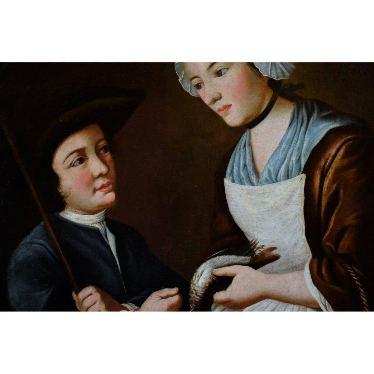 Nicolas Gresly oil painting depicting a young hunter negotiates his catch Winckelmann Gallery