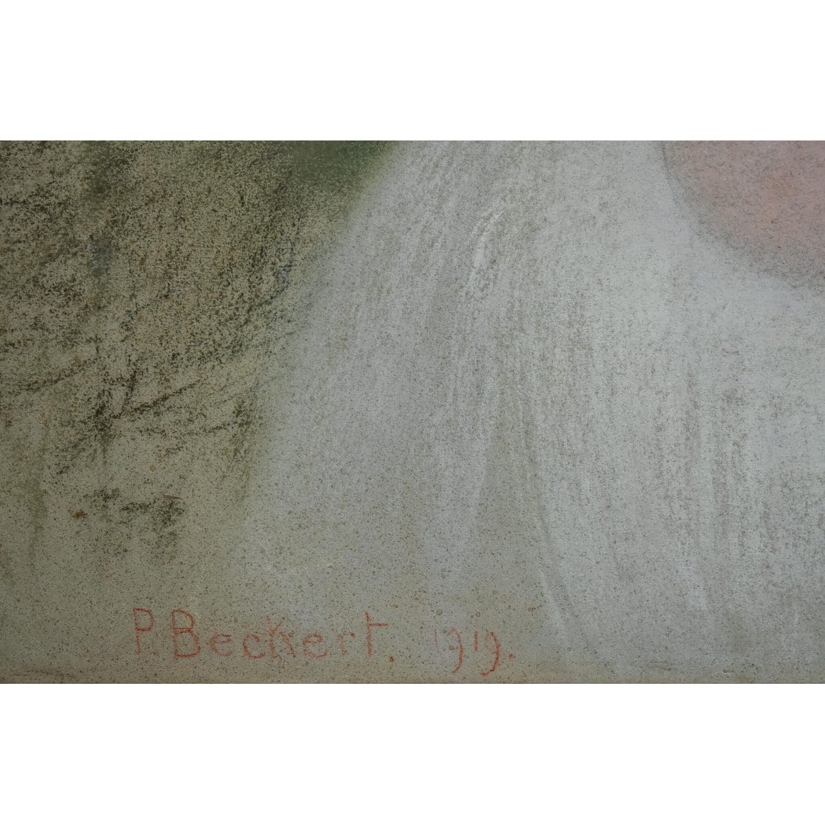 Artist signature and date detail Paul Beckert 1919 pastel portrait

