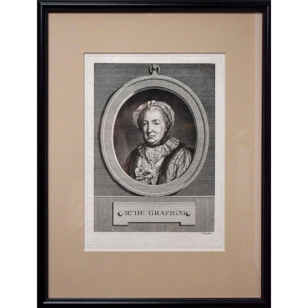 18th century engraved portrait Françoise de Graffigny 1772