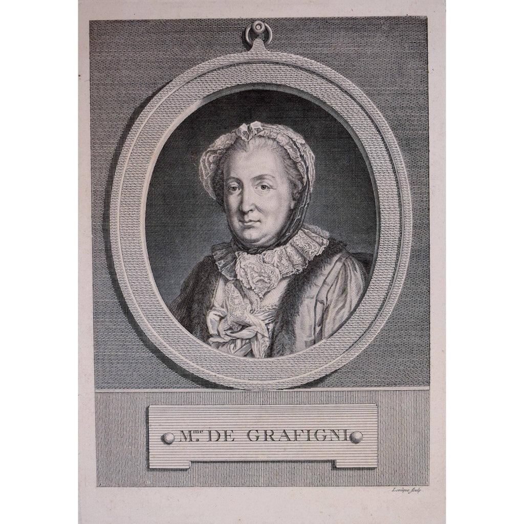 Françoise de Graffigny oval portrait engraving full view