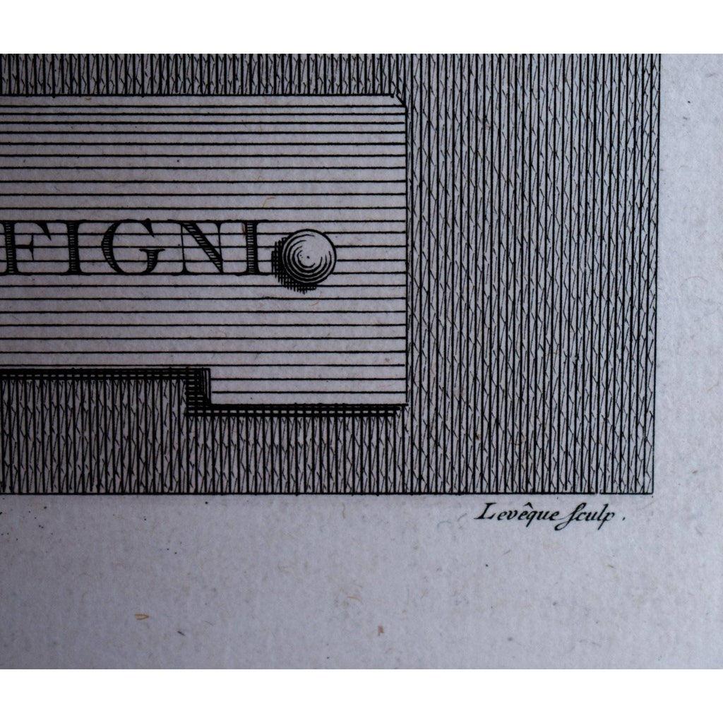 Pierre Charles Leveque artist signature engraving detail