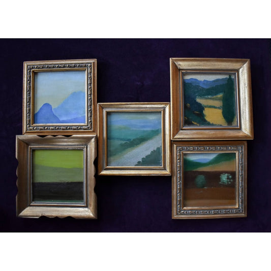 Pep Camps 2003 Paisatges de la Memòria five landscapes gilded frames
