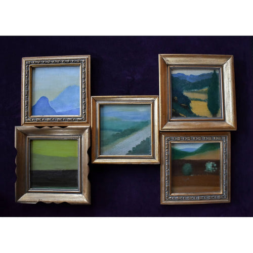 Pep Camps 2003 Paisatges de la Memòria five landscapes gilded frames
