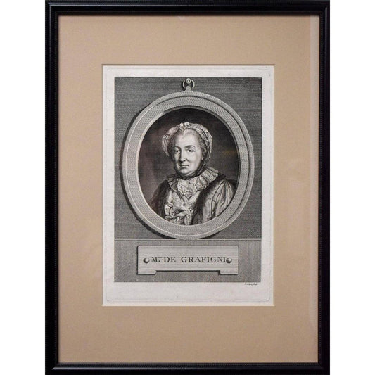 Pierre Charles Lévêque engraving portrait of Françoise de Graffigny Winckelmann Gallery